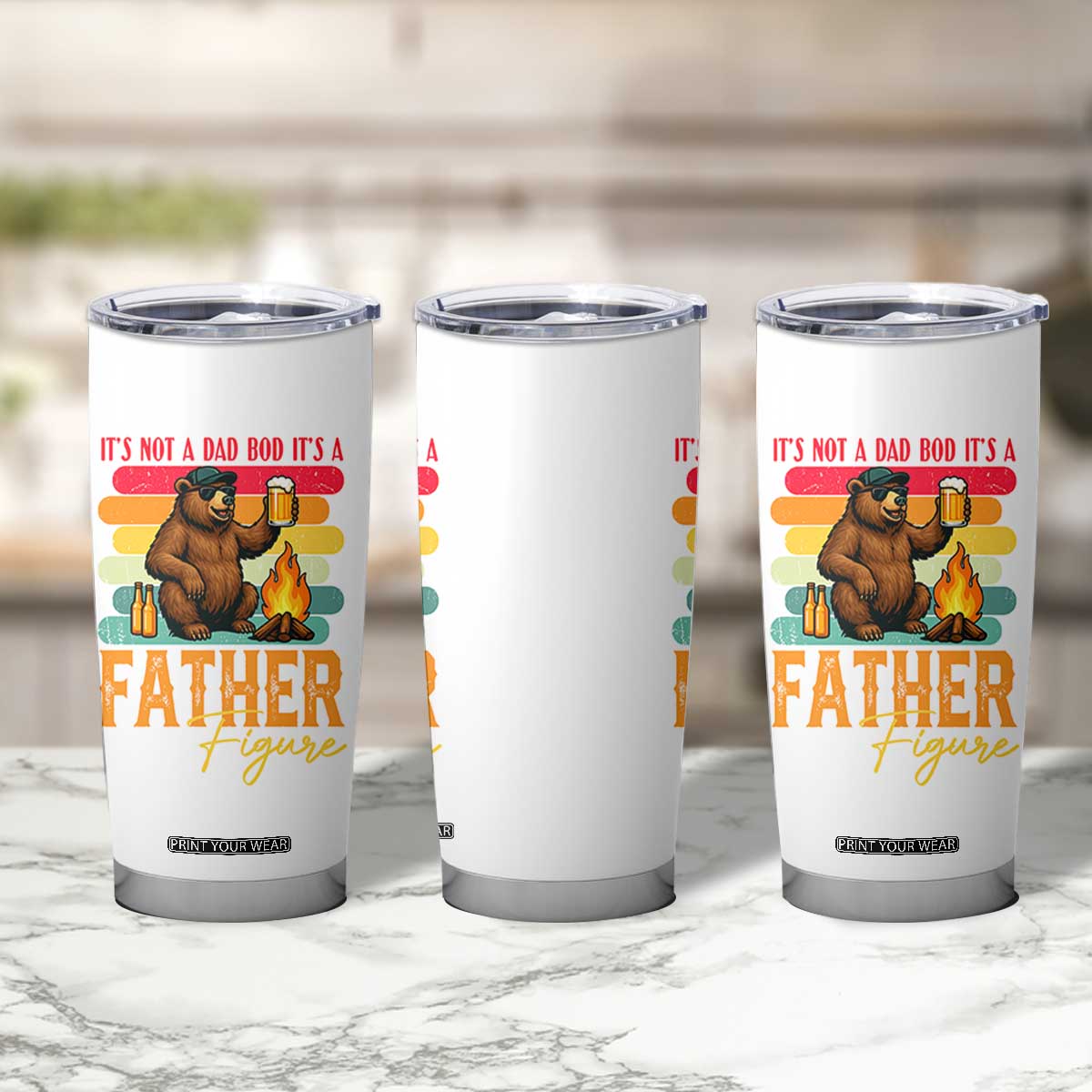 Funny Bear Dad Tumbler Cup It Is Not A Dad Bod It Is A Father Figure TS12 Print Your Wear
