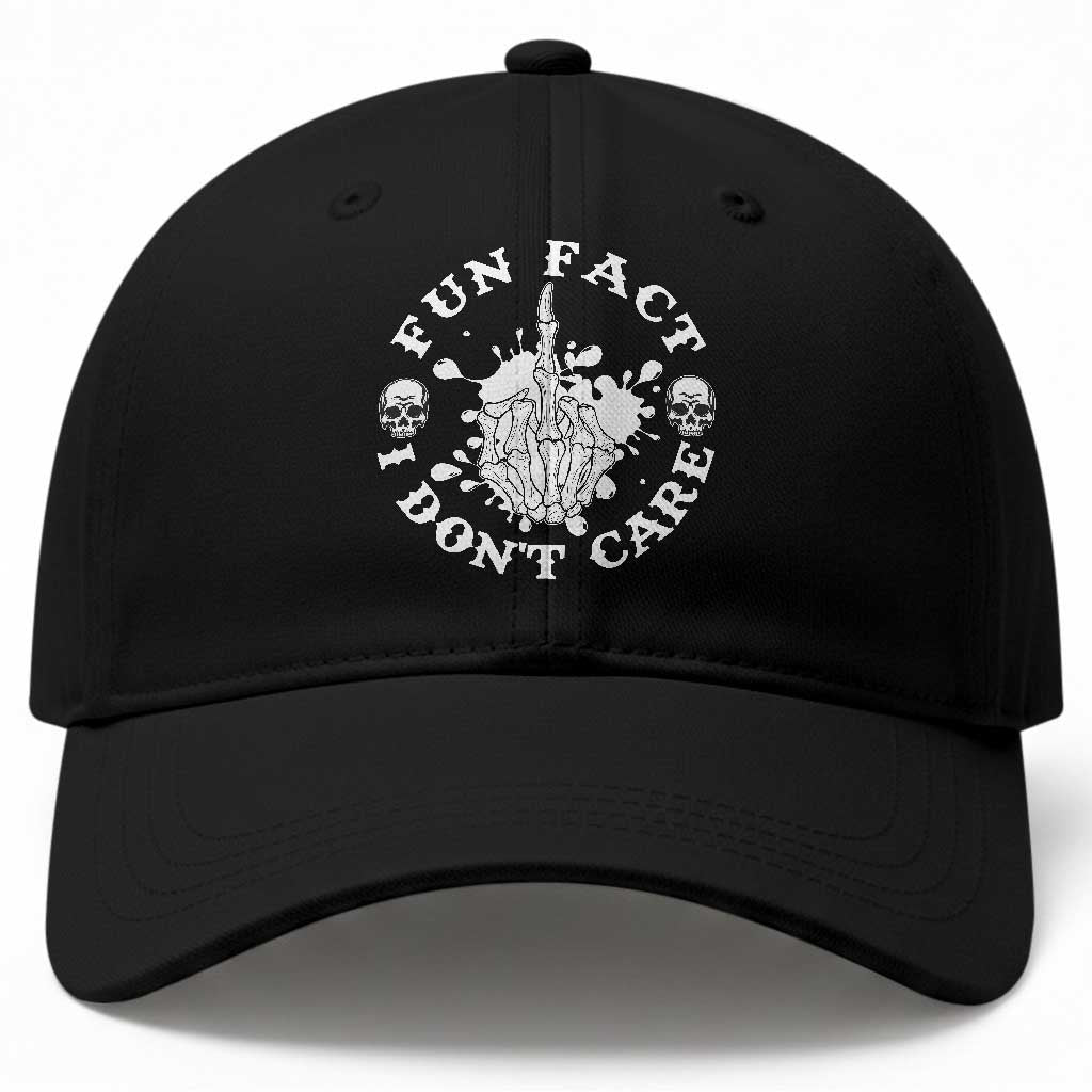 Dark Humor Skeleton Fun Fact I Do Not Care Vibe Baseball Cap TS12 Print Your Wear