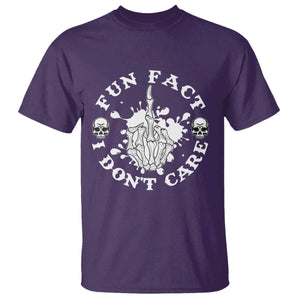 Dark Humor Skeleton Fun Fact I Do Not Care Vibe T Shirt TS12 Purple Print Your Wear