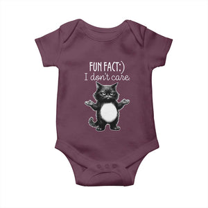 Funny Cat Lover Baby Onesie Fun Fact I Do Not Care Quote TS12 Maroon Print Your Wear