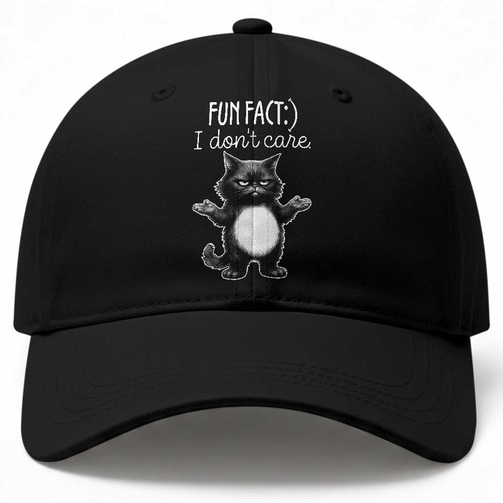 Funny Cat Lover Baseball Cap Fun Fact I Do Not Care Quote TS12 Print Your Wear