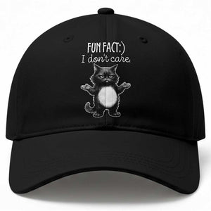 Funny Cat Lover Baseball Cap Fun Fact I Do Not Care Quote TS12 Print Your Wear