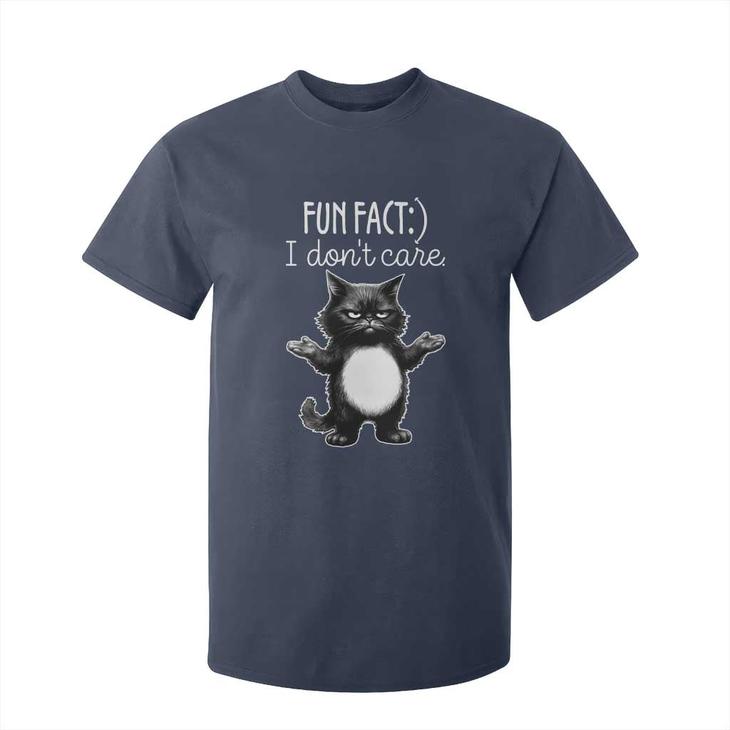 Funny Cat Lover T Shirt For Kid Fun Fact I Do Not Care Quote TS12 Navy Print Your Wear