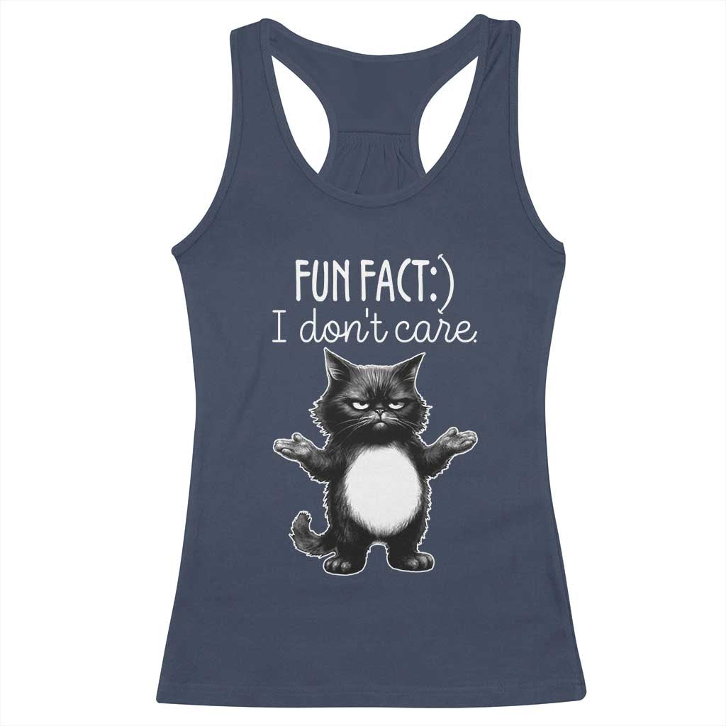 Funny Cat Lover Racerback Tank Top Fun Fact I Do Not Care Quote TS12 Navy Print Your Wear