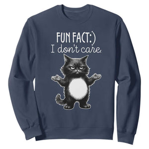 Funny Cat Lover Sweatshirt Fun Fact I Do Not Care Quote TS12 Navy Print Your Wear