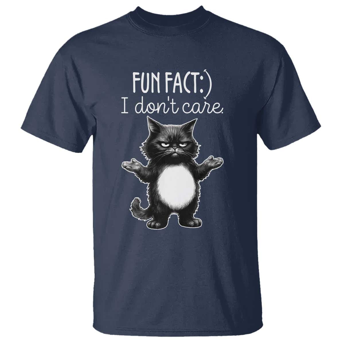 Funny Cat Lover T Shirt Fun Fact I Do Not Care Quote TS12 Navy Print Your Wear
