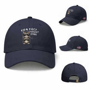 Fun Fact I Do Not Care Baseball Cap Grumpy Cat Lover TS12 Baseball Cap Universal Fit Navy Print Your Wear