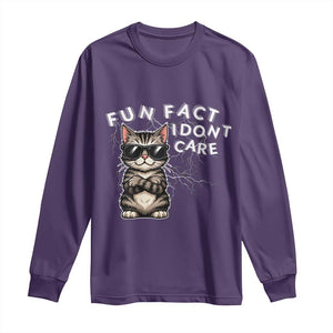 Fun Fact I Do Not Care Long Sleeve Shirt Grumpy Cat Lover TS12 Purple Print Your Wear