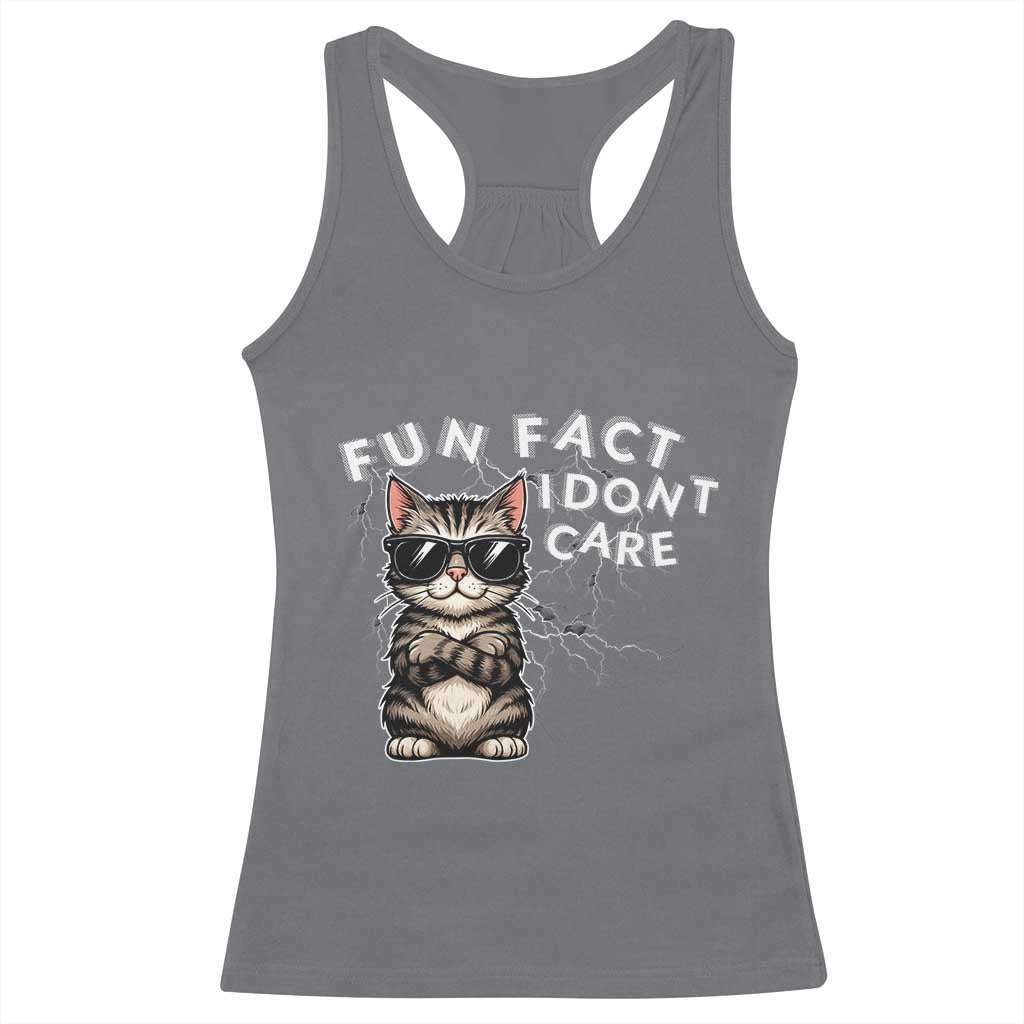 Fun Fact I Do Not Care Racerback Tank Top Grumpy Cat Lover TS12 Charcoal Print Your Wear