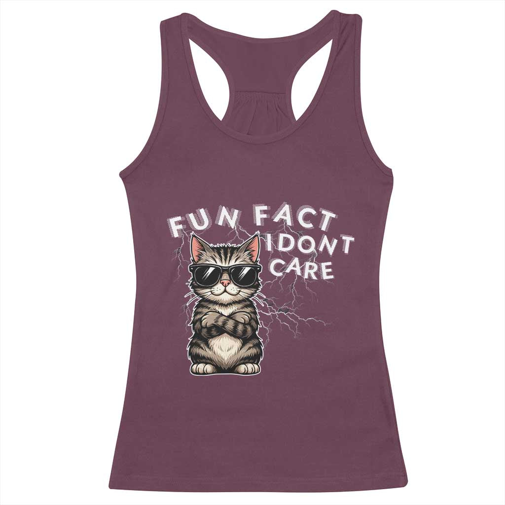 Fun Fact I Do Not Care Racerback Tank Top Grumpy Cat Lover TS12 Maroon Print Your Wear