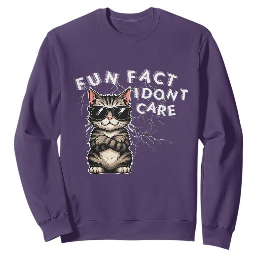 Fun Fact I Do Not Care Sweatshirt Grumpy Cat Lover TS12 Purple Print Your Wear