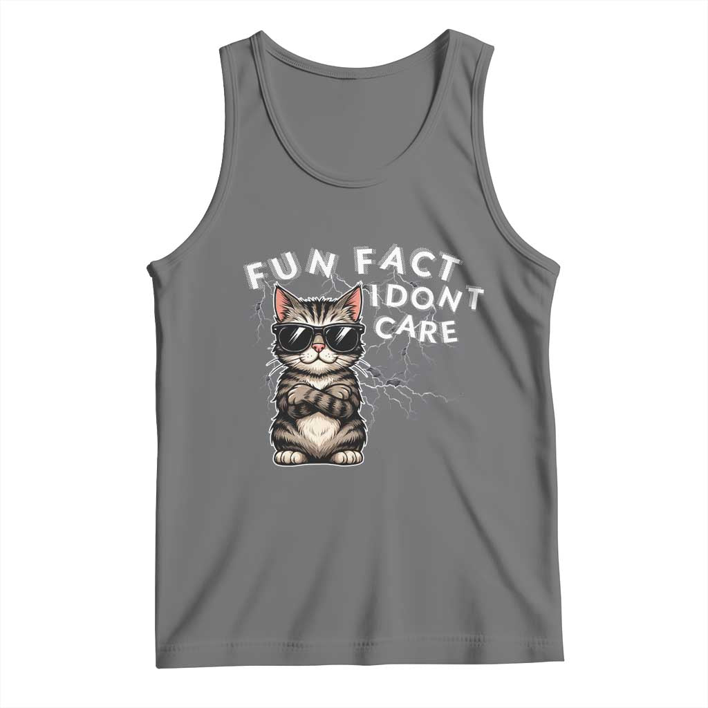 Fun Fact I Do Not Care Tank Top Grumpy Cat Lover TS12 Black Heather Print Your Wear