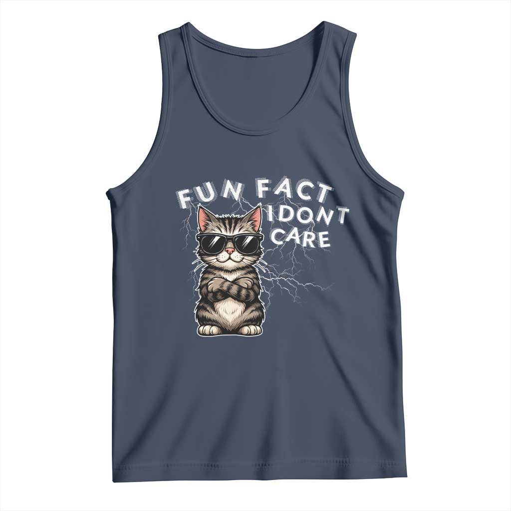 Fun Fact I Do Not Care Tank Top Grumpy Cat Lover TS12 Navy Print Your Wear