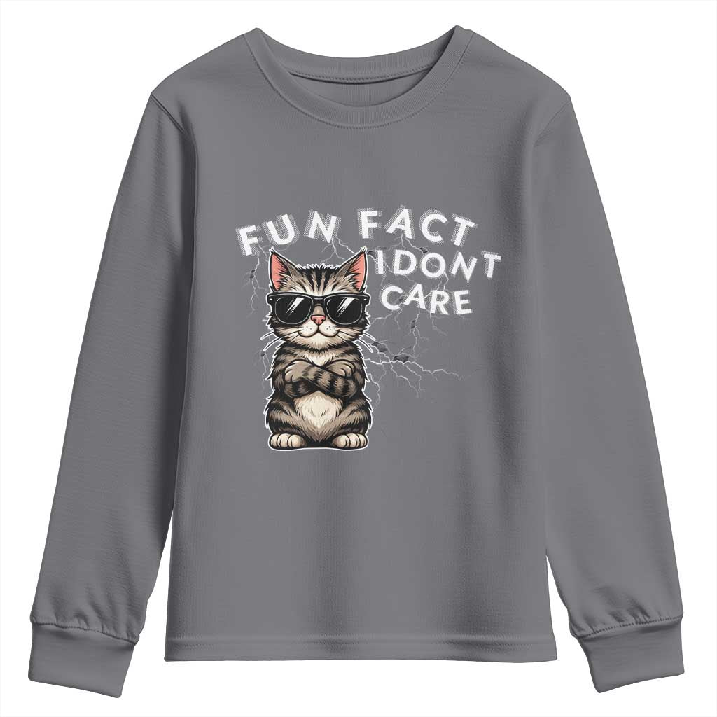 Fun Fact I Do Not Care Youth Sweatshirt Grumpy Cat Lover TS12 Charcoal Print Your Wear