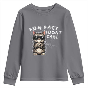 Fun Fact I Do Not Care Youth Sweatshirt Grumpy Cat Lover TS12 Charcoal Print Your Wear