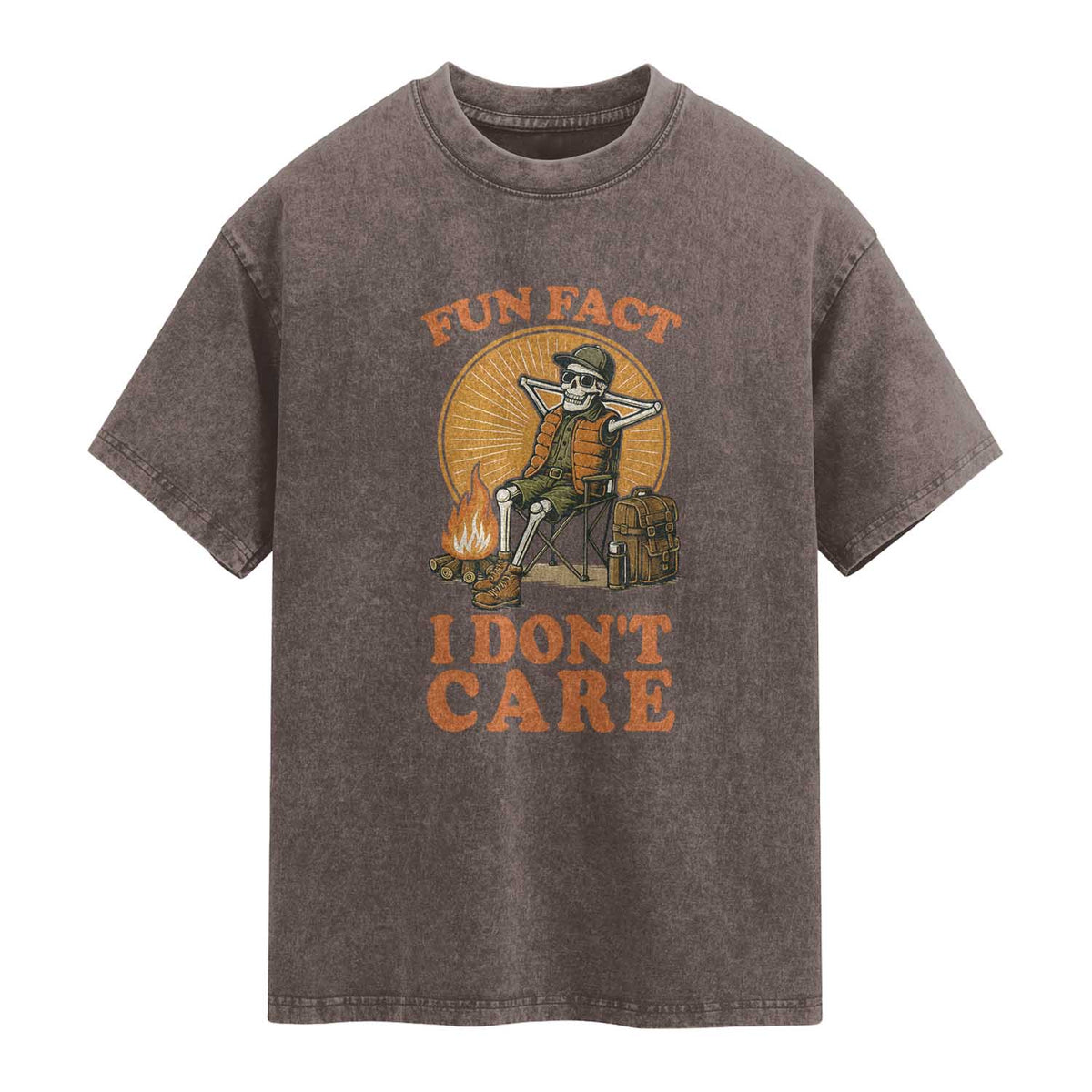 Fun Fact I Do Not Care Washed Cotton T-Shirt Funny Skeleton