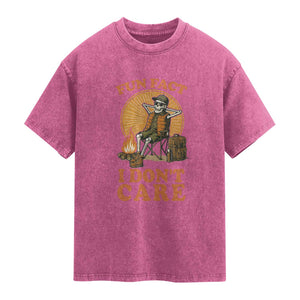 Fun Fact I Do Not Care Washed Cotton T-Shirt Funny Skeleton