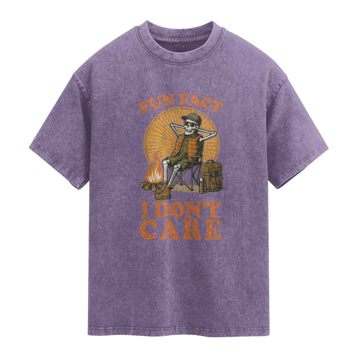 Fun Fact I Do Not Care Washed Cotton T-Shirt Funny Skeleton