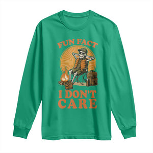 Fun Fact I Do Not Care Long Sleeve Shirt Funny Skeleton TS12 Irish Green Print Your Wear