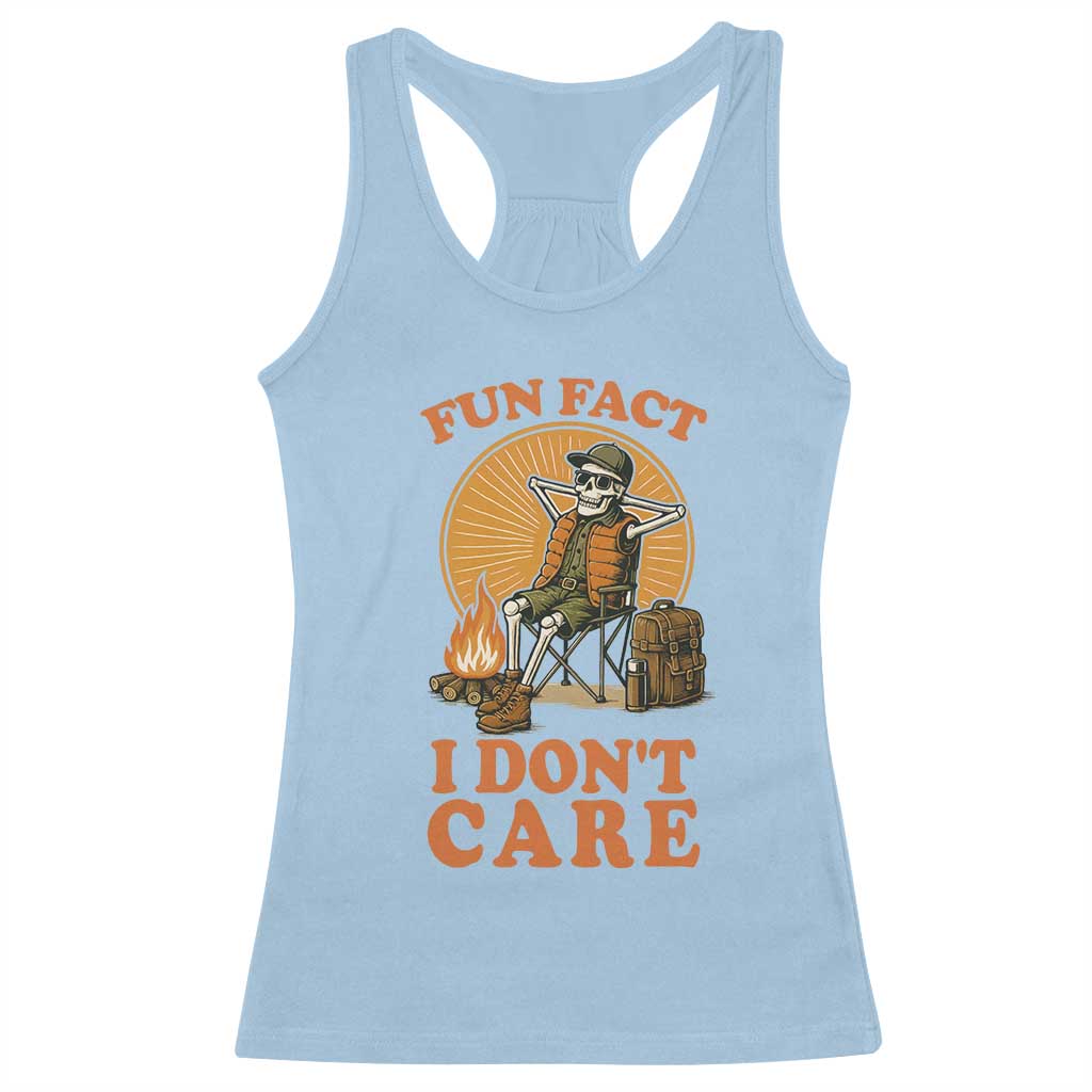 Fun Fact I Do Not Care Racerback Tank Top Funny Skeleton TS12 Light Blue Print Your Wear