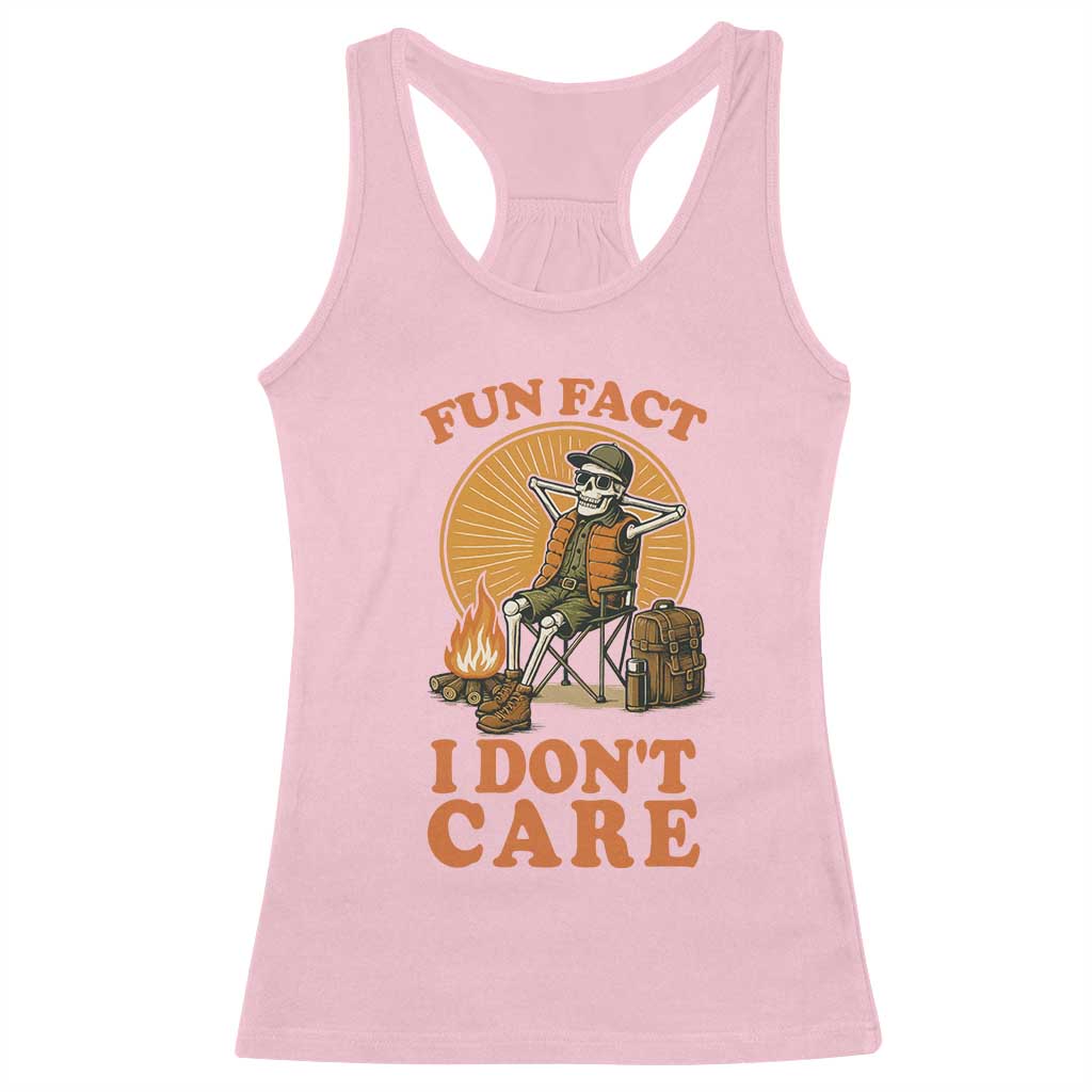 Fun Fact I Do Not Care Racerback Tank Top Funny Skeleton TS12 Light Pink Print Your Wear
