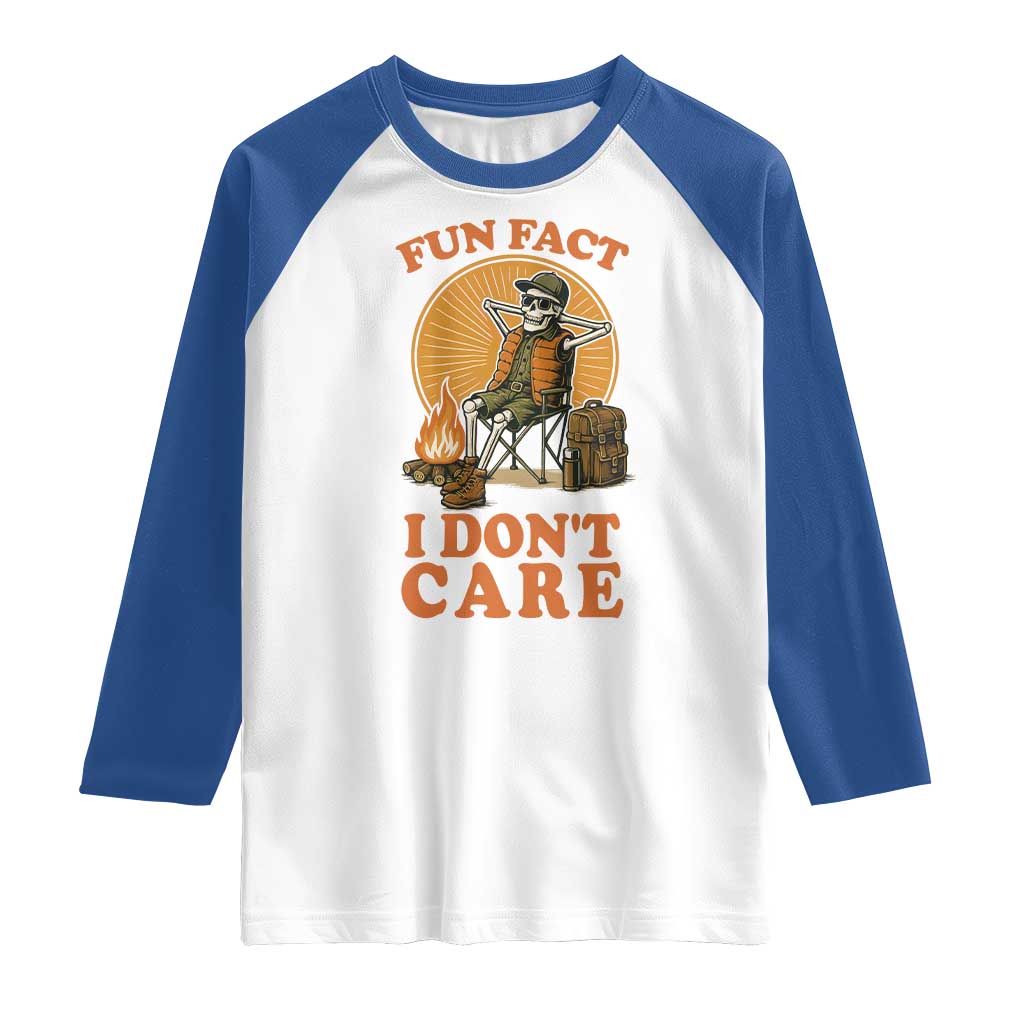 Fun Fact I Do Not Care Raglan Shirt Funny Skeleton TS12 White Royal Print Your Wear