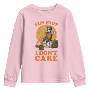 Fun Fact I Do Not Care Youth Sweatshirt Funny Skeleton TS12 Light Pink Print Your Wear