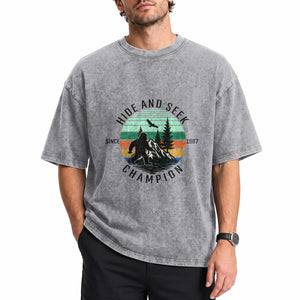 Hide And Seek Champion Washed Cotton T-Shirt Bigfoot Lover Gift
