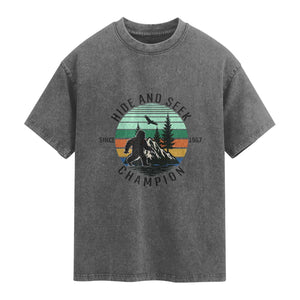 Hide And Seek Champion Washed Cotton T-Shirt Bigfoot Lover Gift