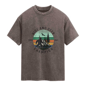 Hide And Seek Champion Washed Cotton T-Shirt Bigfoot Lover Gift
