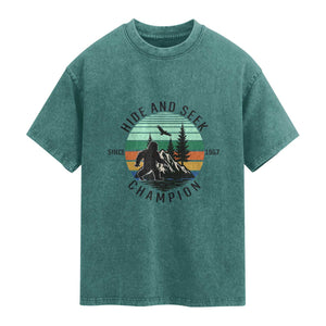 Hide And Seek Champion Washed Cotton T-Shirt Bigfoot Lover Gift