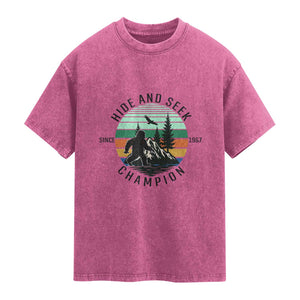 Hide And Seek Champion Washed Cotton T-Shirt Bigfoot Lover Gift