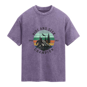 Hide And Seek Champion Washed Cotton T-Shirt Bigfoot Lover Gift