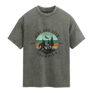Hide And Seek Champion Washed Cotton T-Shirt Bigfoot Lover Gift