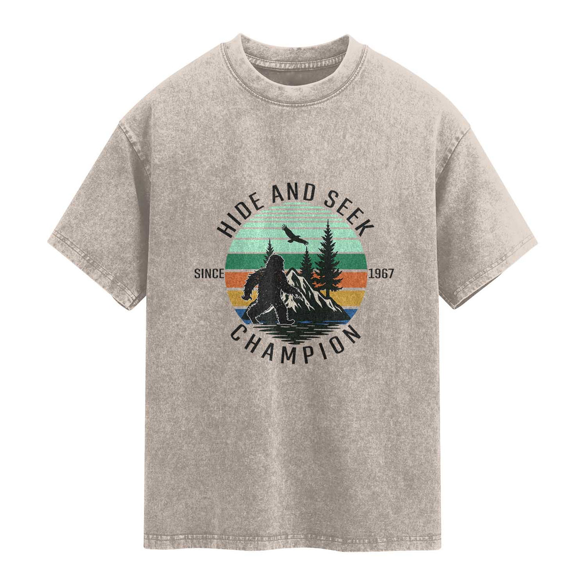 Hide And Seek Champion Washed Cotton T-Shirt Bigfoot Lover Gift