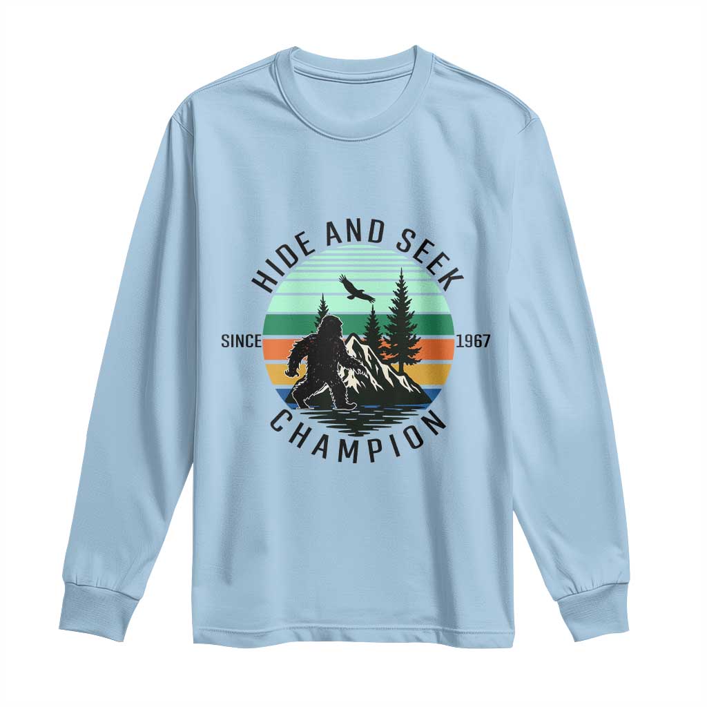 Hide And Seek Champion Long Sleeve Shirt Bigfoot Lover Gift TS12 Light Blue Print Your Wear