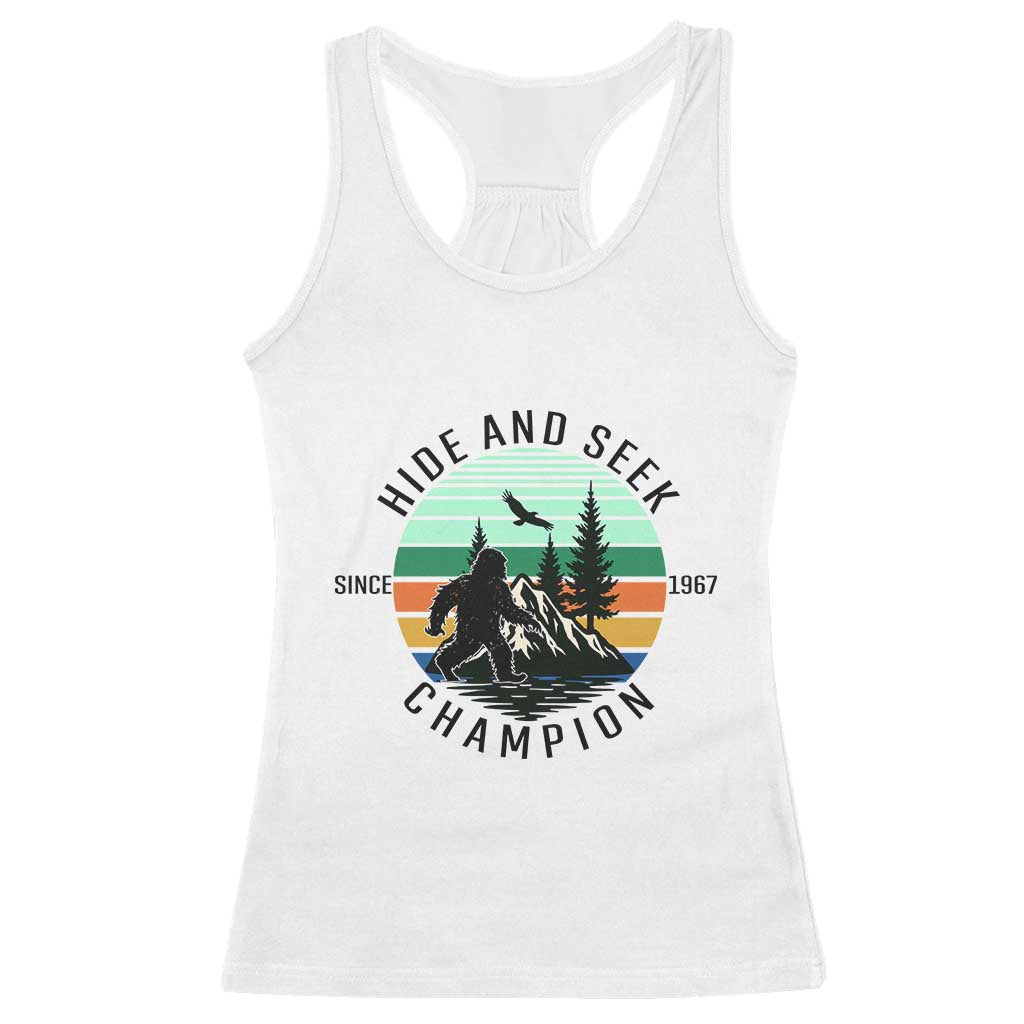 Hide And Seek Champion Racerback Tank Top Bigfoot Lover Gift TS12 White Print Your Wear