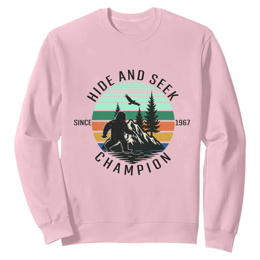 Hide And Seek Champion Sweatshirt Bigfoot Lover Gift TS12 Light Pink Print Your Wear