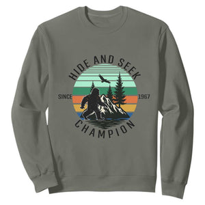 Hide And Seek Champion Sweatshirt Bigfoot Lover Gift TS12 Military Green Print Your Wear