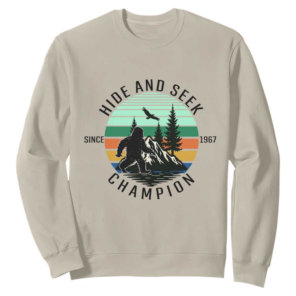 Hide And Seek Champion Sweatshirt Bigfoot Lover Gift TS12 Sand Print Your Wear