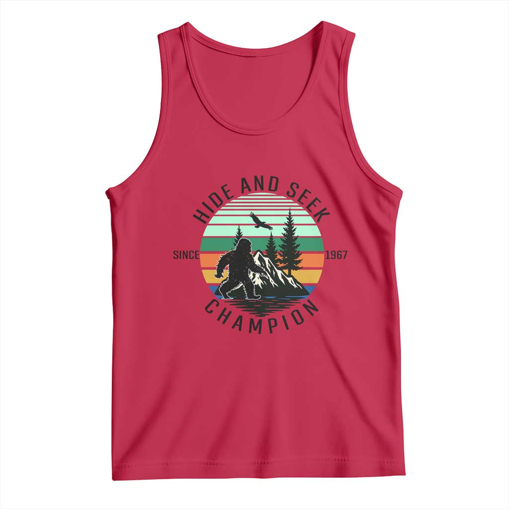 Hide And Seek Champion Tank Top Bigfoot Lover Gift TS12 Red Print Your Wear