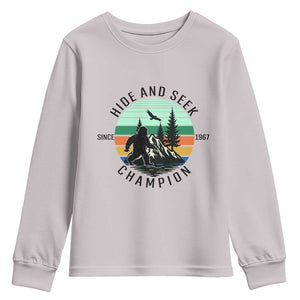 Hide And Seek Champion Youth Sweatshirt Bigfoot Lover Gift TS12 Ice Gray Print Your Wear