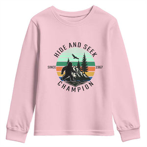 Hide And Seek Champion Youth Sweatshirt Bigfoot Lover Gift TS12 Light Pink Print Your Wear