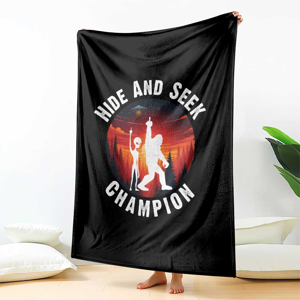 Hide And Seek Champion Throw Blanket Funny Bigfoot And Alien Lover Gift TS12 Print Your Wear