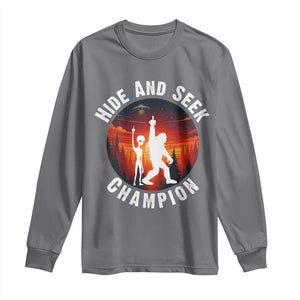 Hide And Seek Champion Long Sleeve Shirt Funny Bigfoot And Alien Lover Gift TS12 Charcoal Print Your Wear
