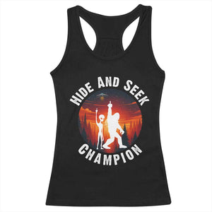 Hide And Seek Champion Racerback Tank Top Funny Bigfoot And Alien Lover Gift TS12 Black Print Your Wear