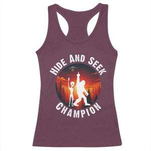 Hide And Seek Champion Racerback Tank Top Funny Bigfoot And Alien Lover Gift TS12 Maroon Print Your Wear