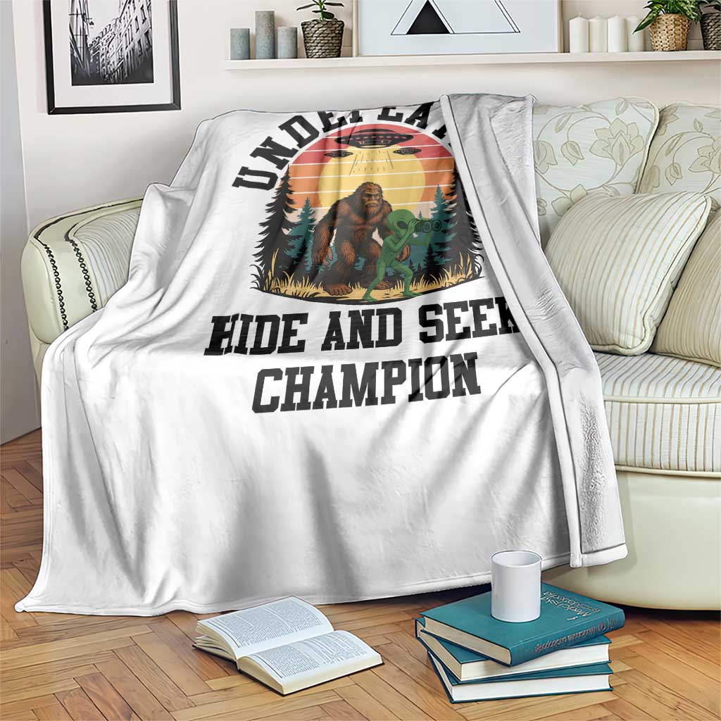 Funny Bigfoot And Alien Gift Throw Blanket Undefeated Hide And Seek Champion TS12 Print Your Wear