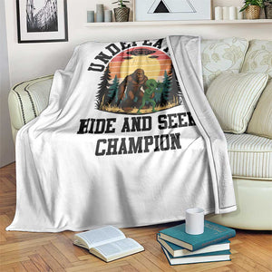 Funny Bigfoot And Alien Gift Throw Blanket Undefeated Hide And Seek Champion TS12 Print Your Wear