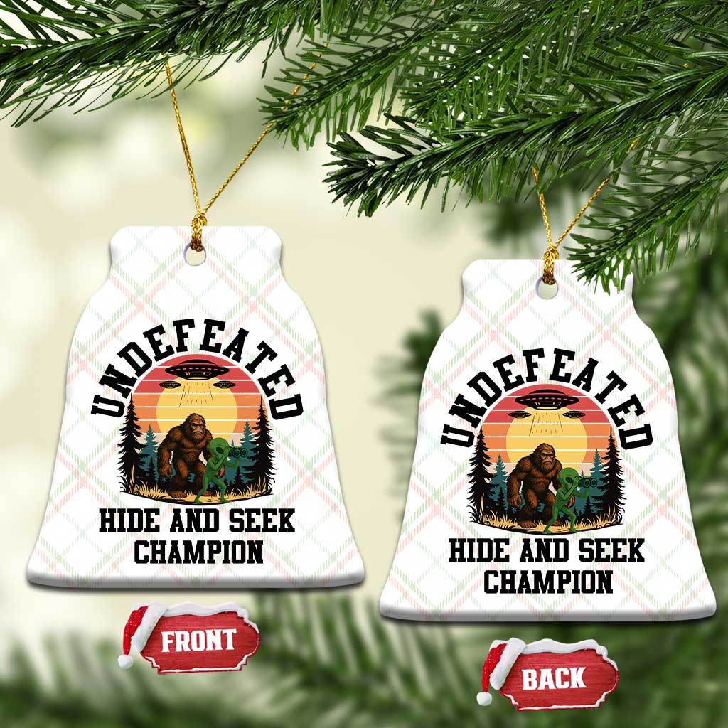 Funny Bigfoot And Alien Gift Ceramic Ornament Undefeated Hide And Seek Champion TS12 Print Your Wear
